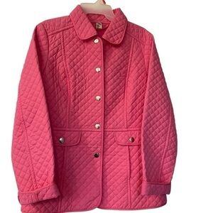 - Quilted Pink Jacket barn style  silver snap pocket jacket in size medium